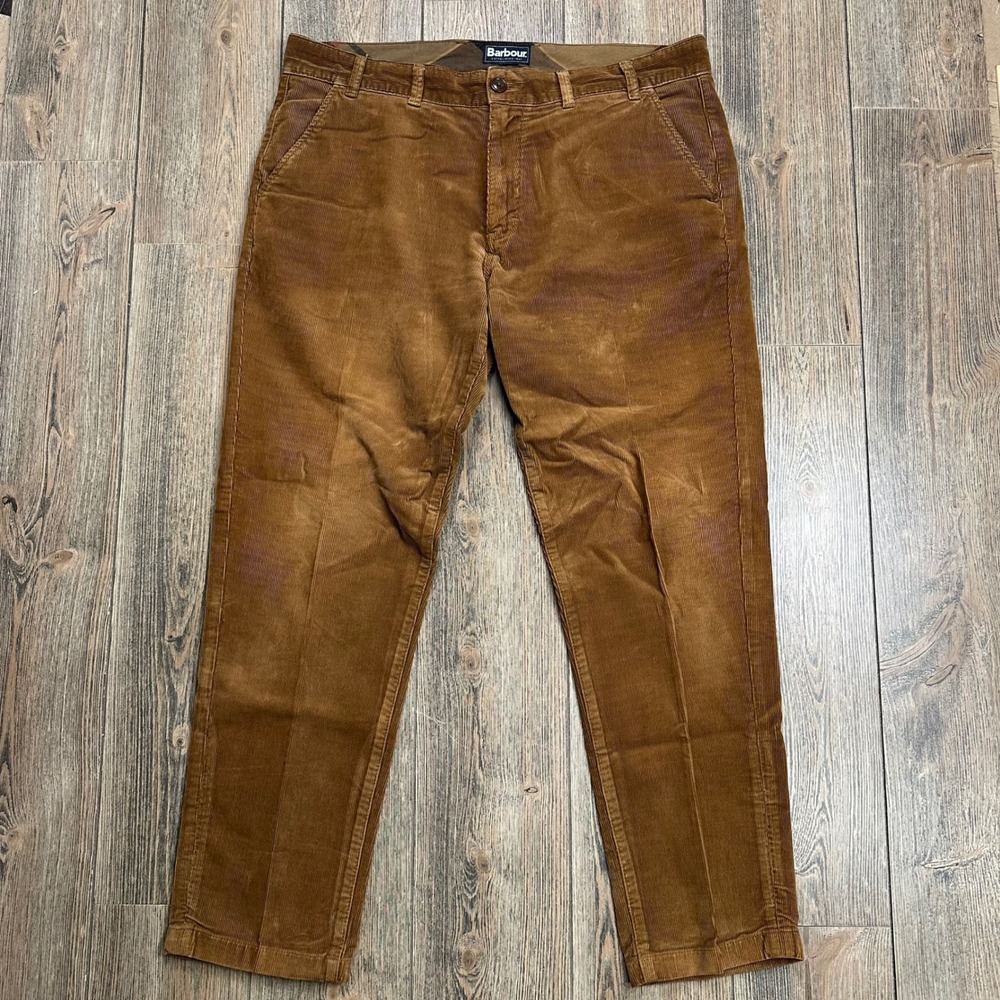 Barbour Mens Neuston Stretch Corduroy Pants Dark Honey Brown 40x32 MTR0582YE74